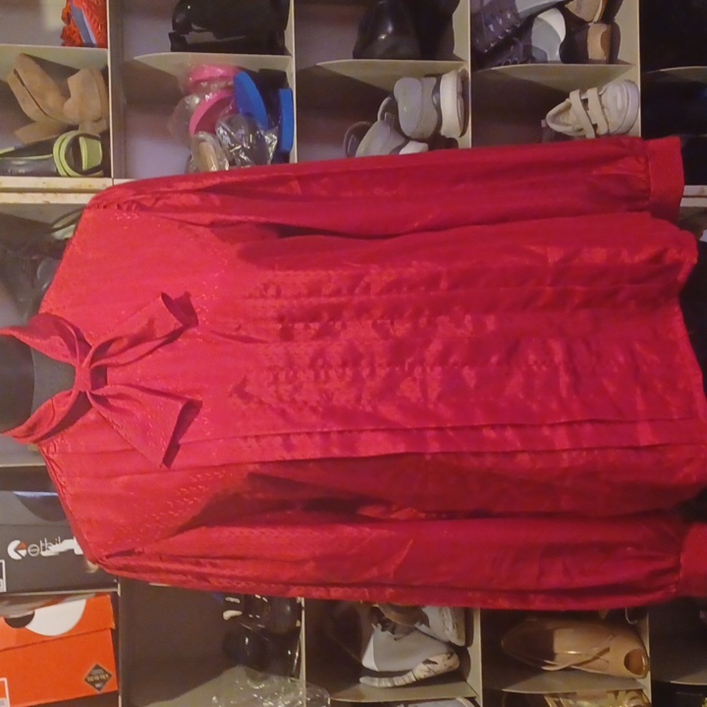 Vintage red Judy Bond blouse size 16